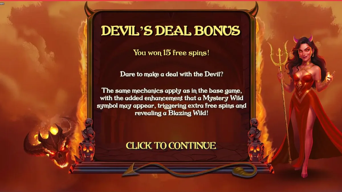 Tampilan visual slot Demon Queen dengan tema neraka dan simbol buah gothic